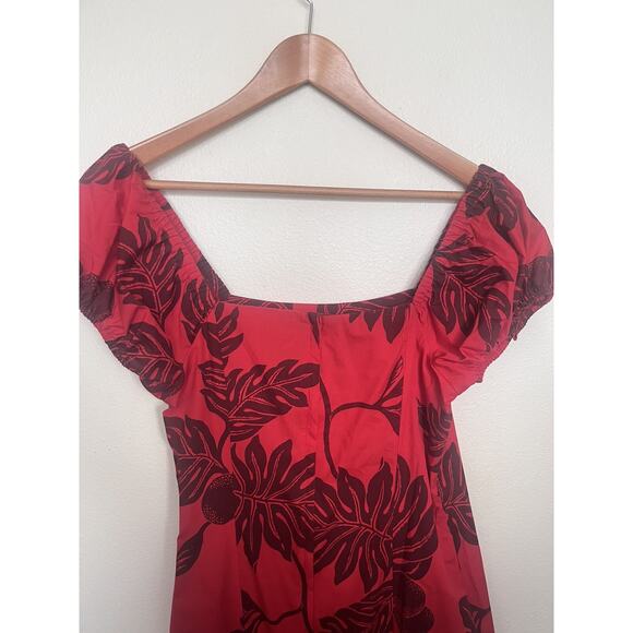 Vintage Good Times Size XS Red Floral Print Aloha Hawaiian Muumuu Long Dress - Picture 5 of 8